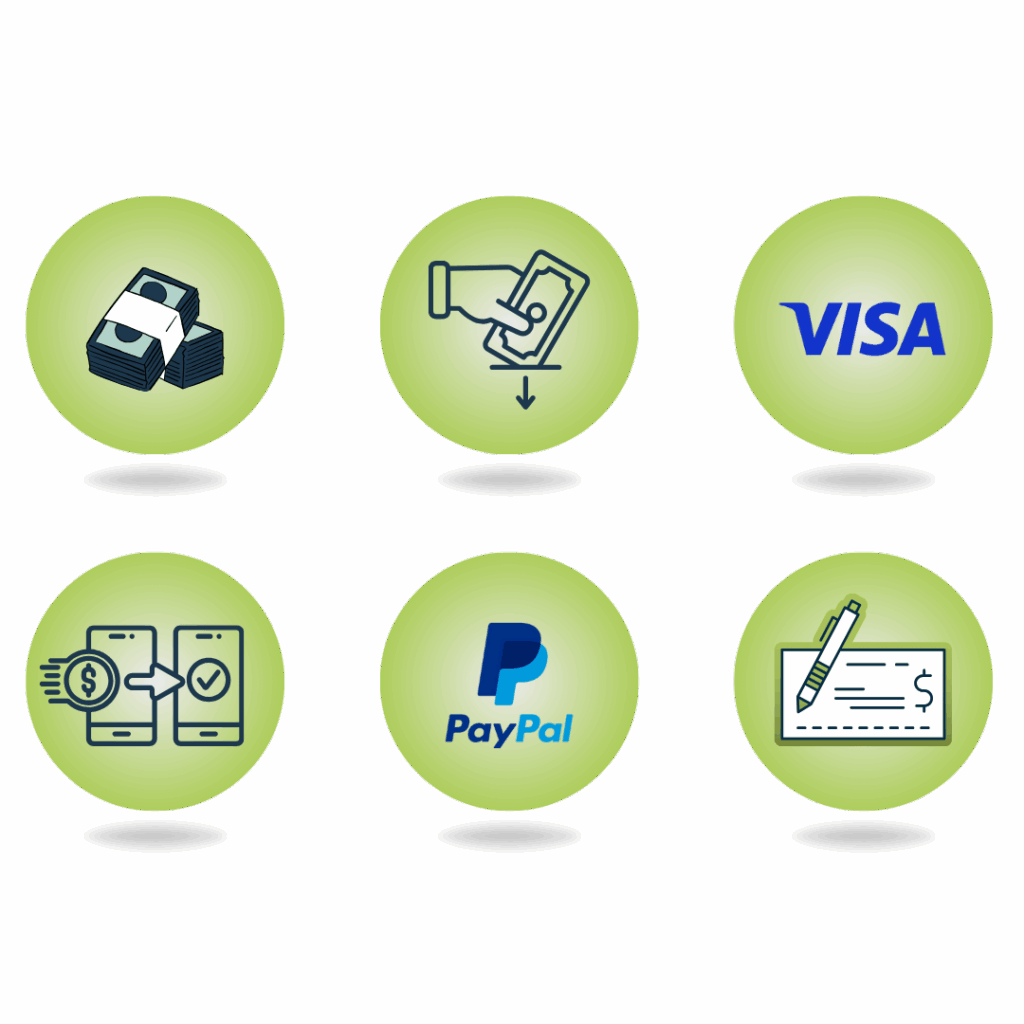 Métodos de pago aceptados por Plagoff en Atizapán: efectivo, transferencia, tarjeta Visa, PayPal y cheque